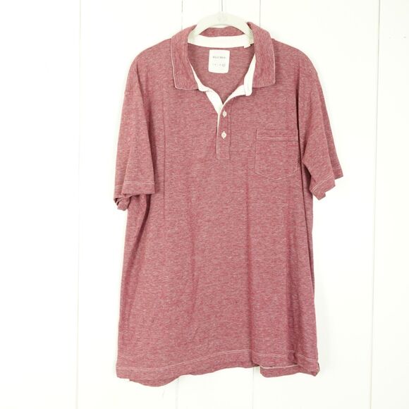 Billy Reid Mens Short Sleeve Polo Shirt Size 2XL Heather Red Front Pocket Casual - Picture 1 of 7